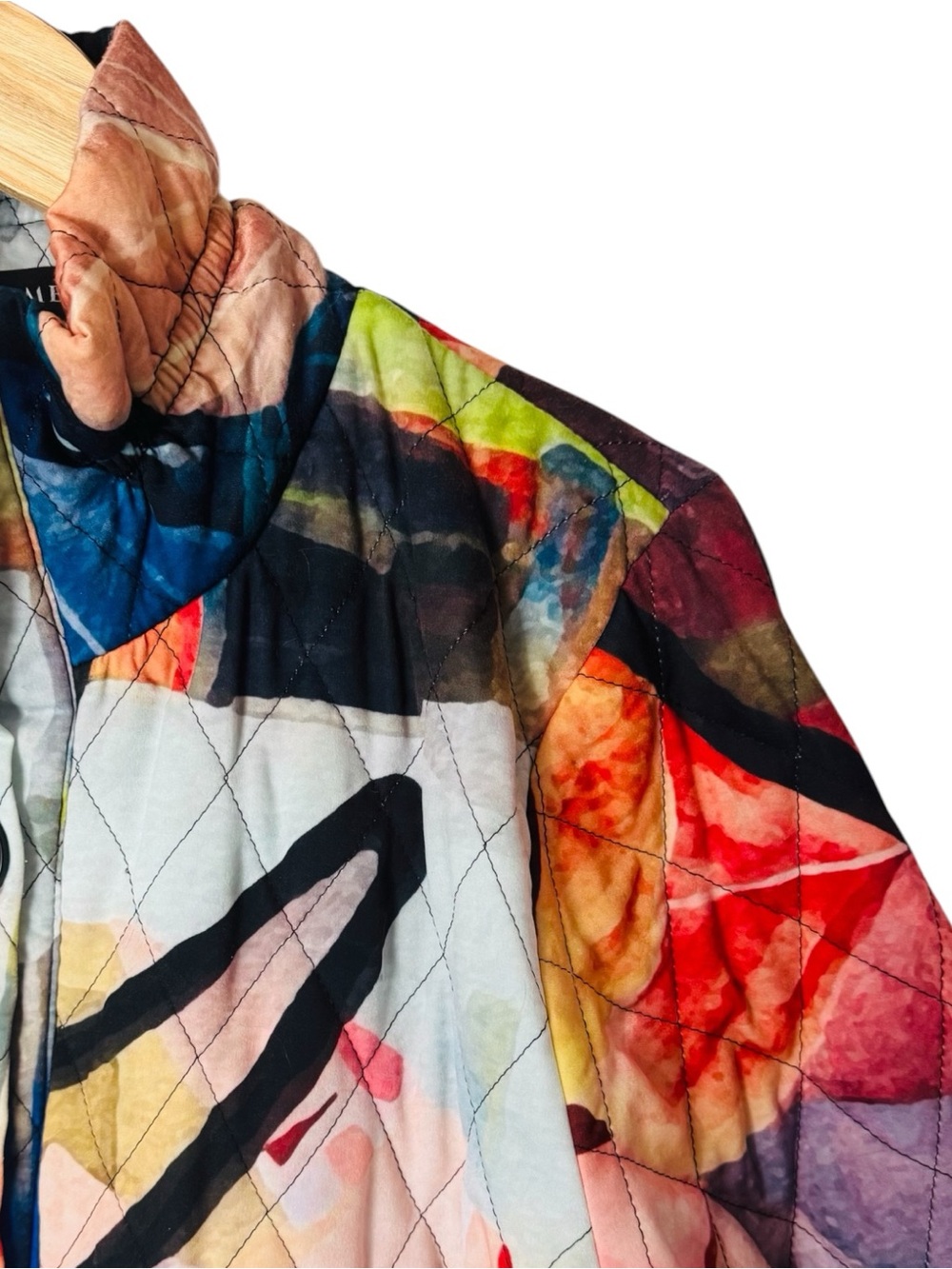DAMEE Jacket Coat Abstract Wearable Art Pockets Lined Quilted Women’s Large - Picture 3 of 12